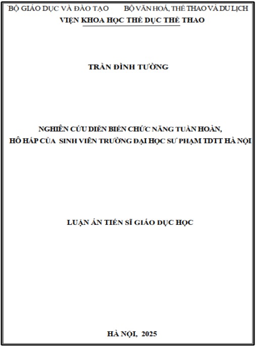 Luận án Nghiên cứu diễn biến chức năng tuần hoàn, hô hấp của sinh viên trường Đại học Sư phạm Thể dục Thể thao Hà Nội