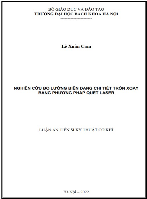 Luận án Nghiên cứu đo lường biên dạng chi tiết tròn xoay bằng phương pháp quét laser