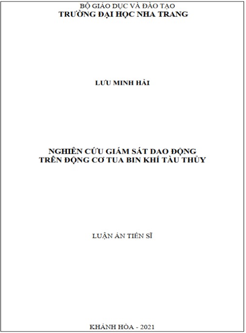 Luận án Nghiên cứu giám sát dao động trên động cơ tua bin khí tàu thủy
