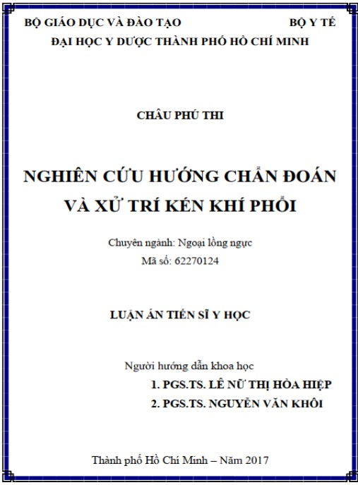 Luận án Nghiên cứu hướng chẩn đoán và xử trí kén khí phổi