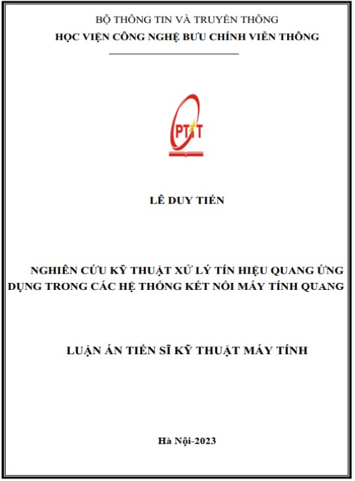 Luận án Nghiên cứu kỹ thuật xử lý tín hiệu quang ứng dụng trong các hệ thống kết nối máy tính quang