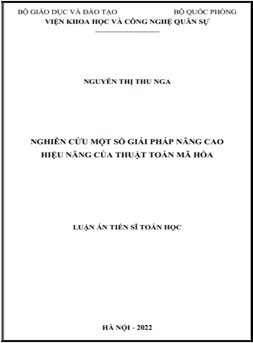 Luận án Nghiên cứu một số giải pháp nâng cao hiệu năng của thuật toán mã hóa