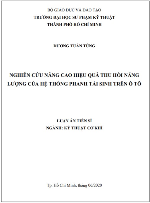 Luận án Nghiên cứu nâng cao hiệu quả thu hồi năng lượng của hệ thống phanh tái sinh trên ô tô.