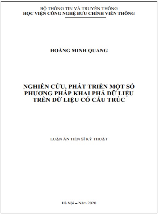 Luận án Nghiên cứu, phát triển một số phương pháp khai phá dữ liệu trên dữ liệu có cấu trúc