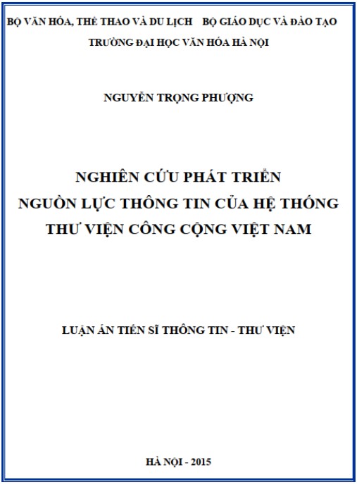 Luận án Nghiên cứu phát triển nguồn lực thông tin của hệ thống thư viện công cộng Việt Nam