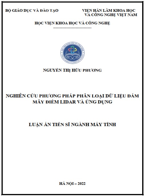 Luận án Nghiên cứu phương pháp phân loại dữ liệu đám mây điểm LiDAR và ứng dụng