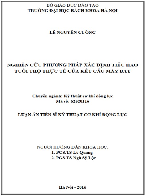 Luận án Nghiên cứu phương pháp xác định tiêu hao tuổi thọ thực tế của kết cấu máy bay