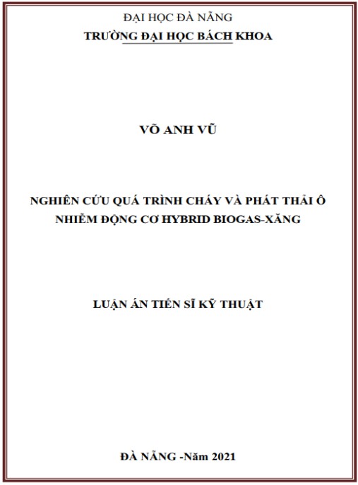 Luận án Nghiên cứu quá trình cháy và phát thải ô nhiễm động cơ hybrid biogas -xăng
