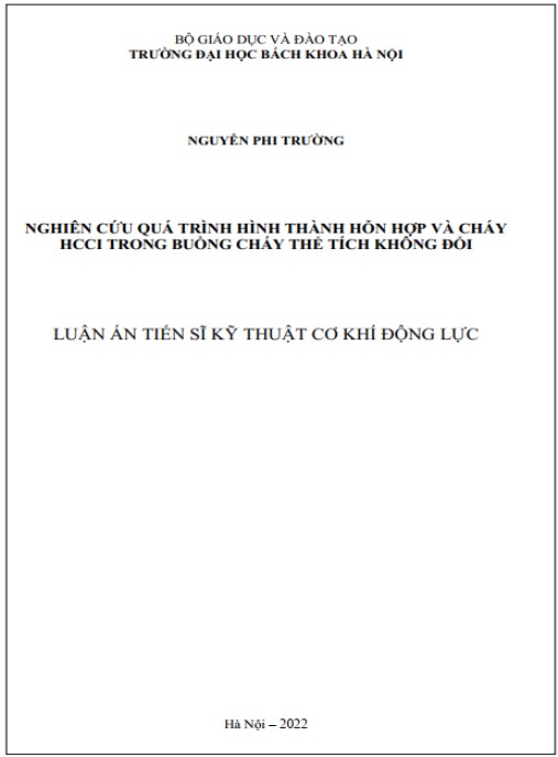 Luận án Nghiên cứu quá trình hình thành hỗn hợp và cháy HCCI trong buồng cháy thể tích không đổi