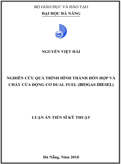 Luận án Nghiên cứu quá trình hình thành hỗn hợp và cháy của động cơ Dual Fuel (Biogas-diesel)