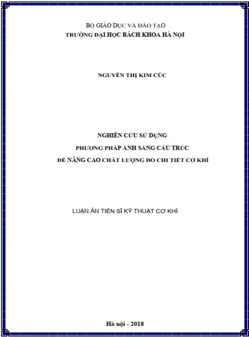 Luận án Nghiên cứu sử dụng phương pháp ánh sáng cấu trúc để nâng cao chất lượng đo chi tiết cơ khí