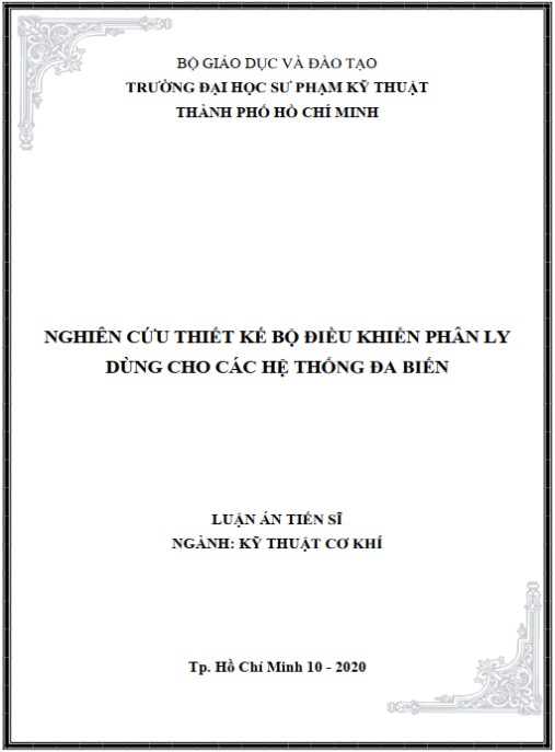 Luận án Nghiên cứu thiết kế bộ điều khiển phân ly dùng cho các hệ thống đa biến