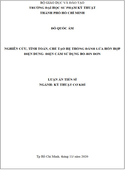 Luận án Nghiên cứu, tính toán, chế tạo hệ thống đánh lửa hỗn hợp điện dung – điện cảm sử dụng bo-bin đơn