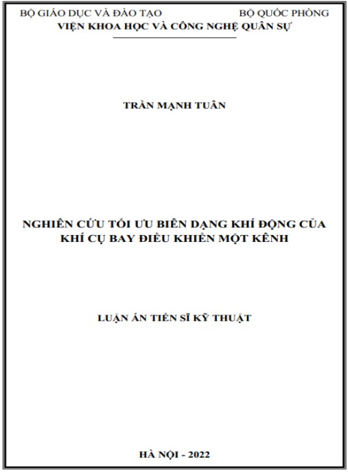 Luận án Nghiên cứu tối ưu biên dạng khí động của khí cụ bay điều khiển một kênh