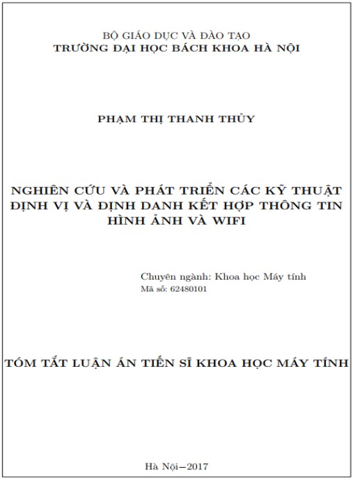 Luận án Nghiên cứu và phát triển các kỹ thuật định vị và định danh kết hợp thông tin hình ảnh và WiFi