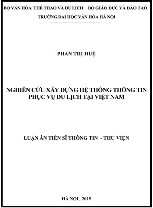 Luận án Nghiên cứu xây dựng hệ thống thông tin phục vụ du lịch tại Việt Nam