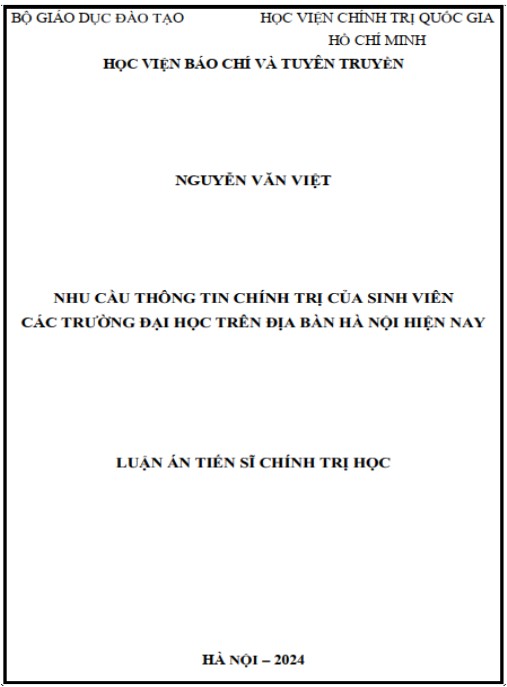 Luận án Nhu cầu thông tin chính trị của sinh viên các trường đại học trên địa bàn Hà Nội hiện nay