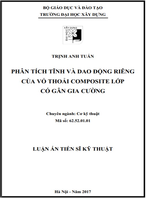 Luận án Phân tích tĩnh và dao động riêng của vỏ thoải composite lớp có gân gia cường