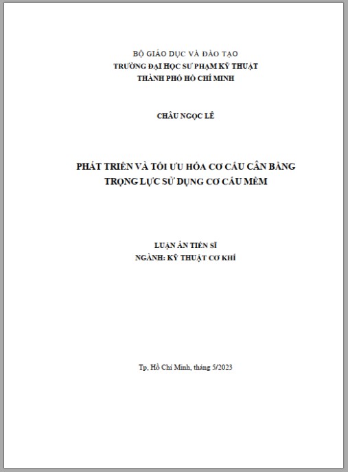 Luận án Phát Triển và Tối Ưu Hóa Cơ Cấu Cân Bằng Trọng Lực Sử Dụng Cơ Cấu Mềm
