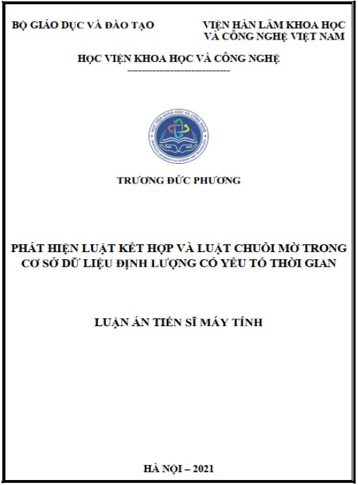 Luận án Phát hiện luật kết hợp và luật chuỗi mờ trong cơ sở dữ liệu định lượng có yếu tố thời gian