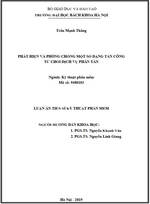 Luận án Phát hiện và phòng chống một số dạng tấn công từ chối dịch vụ phân tán