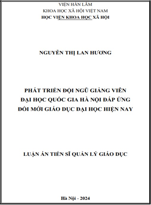 Luận án Phát triển đội ngũ giảng viên Đại học Quốc gia Hà Nội đáp ứng đổi mới giáo dục đại học hiện nay