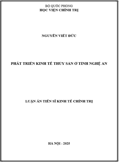 Luận án Phát triển kinh tế thủy sản ở tỉnh Nghệ An