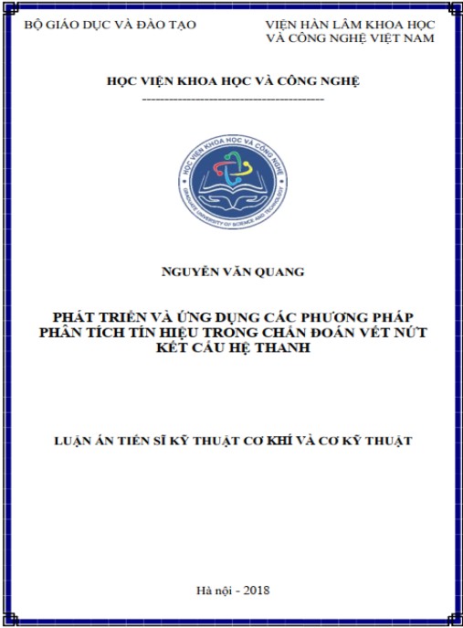 Luận án Phát triển và ứng dụng các phương pháp phân tích tín hiệu trong chẩn đoán vết nứt kết cấu hệ thanh