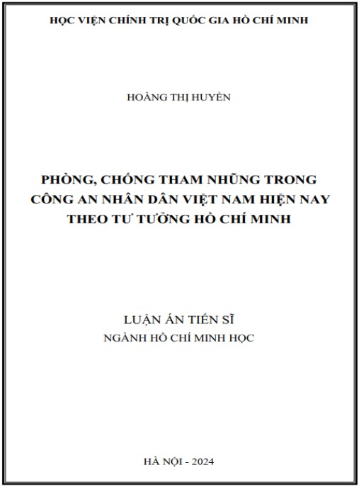Luận án Phòng – chống tham nhũng trong Công an nhân dân Việt Nam hiện nay theo tư tưởng Hồ Chí Minh