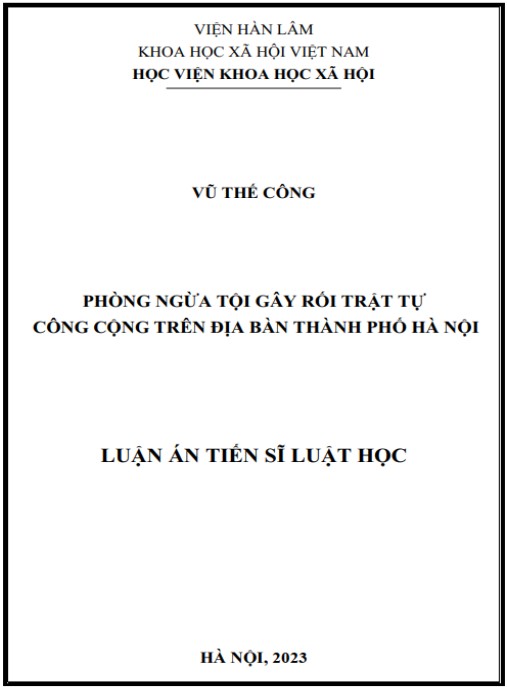 Luận án Phòng ngừa tội gây rối trật tự công cộng trên địa bàn thành phố Hà Nội