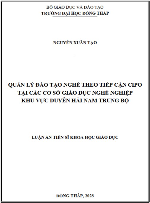 Luận án Quản lý đào tạo nghề theo tiếp cận CIPO tại các cơ sở giáo dục nghề nghiệp khu vực Duyên hải Nam Trung Bộ