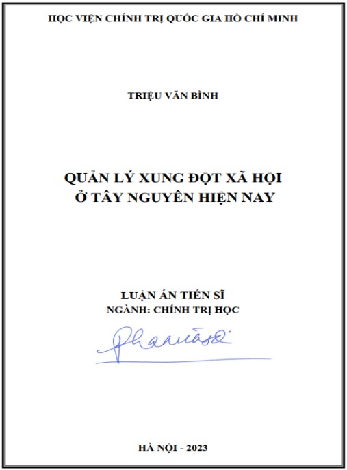 Luận án Quản lý xung đột xã hội ở Tây Nguyên hiện nay