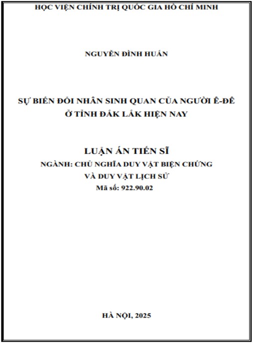 Luận án Sự biến đổi nhân sinh quan của người Ê-đê ở tỉnh Đắk Lắk hiện nay