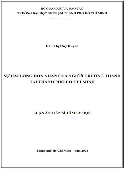 Luận án Sự hài lòng hôn nhân của người trưởng thành tại Thành phố Hồ Chí Minh