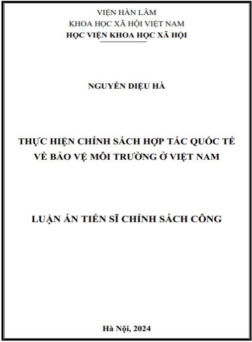 Luận án Thực hiện chính sách hợp tác quốc tế về bảo vệ môi trường ở Việt Nam
