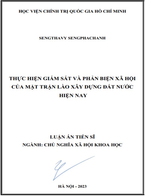 Luận án Thực hiện giám sát và phản biện xã hội của mặt trận lào xây dựng đất nước hiện nay