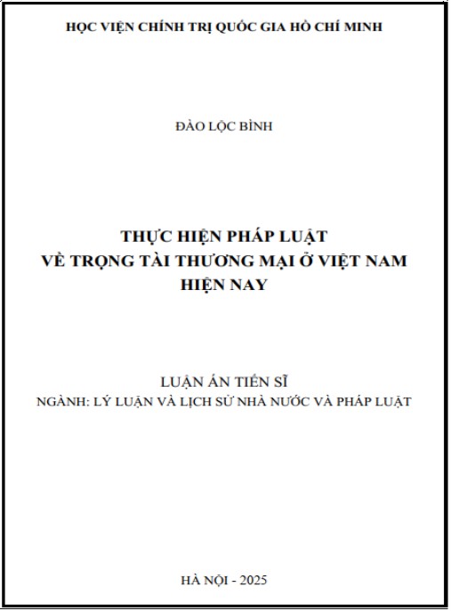 Luận án Thực hiện pháp luật về trọng tài thương mại ở Việt Nam hiện nay