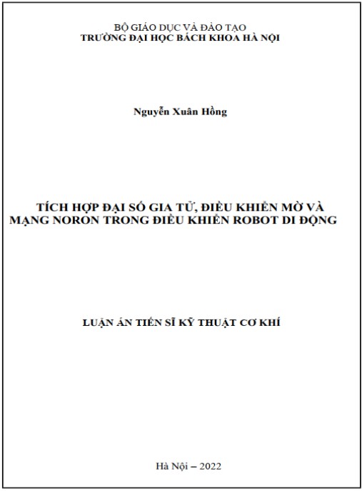 Luận án Tích hợp đại số gia tử, điều khiển mờ và mạng noron trong điều khiển robot di động