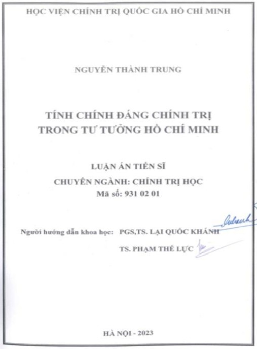 Luận án Tính chính đáng chính trị trong tư tưởng Hồ Chí Minh