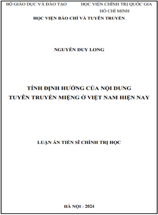 Luận án Tính định hướng của nội dung tuyên truyền miệng ở Việt Nam hiện nay