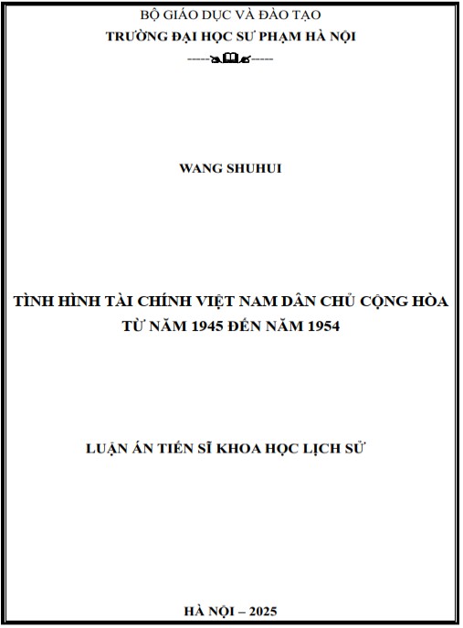Luận án Tình hình tài chính Việt Nam Dân chủ Cộng hòa từ năm 1945 đến năm 1954