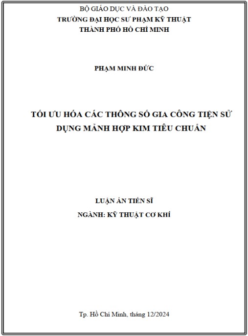 Luận án Tối ưu hóa các thông số gia công tiện sử dụng mảnh hợp kim tiêu chuẩn