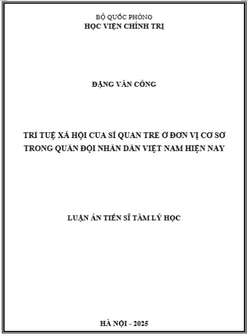 Luận án Trí tuệ xã hội của sĩ quan trẻ ở đơn vị cơ sở trong Quân đội nhân dân Việt Nam hiện nay