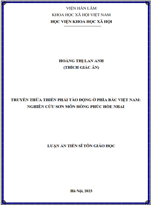 Luận án Truyền thừa Thiền phái Tào Động ở phía Bắc Việt Nam – Nghiên cứu Sơn môn Hồng Phúc Hòe Nhai