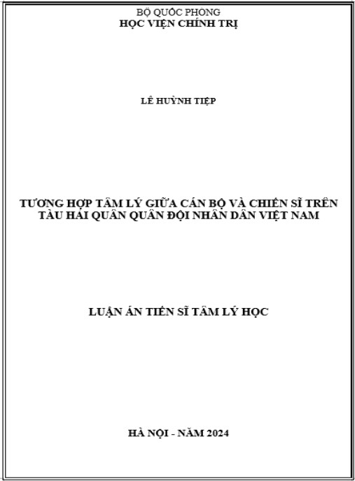 Luận án Tương hợp tâm lý giữa cán bộ và chiến sĩ trên tàu Hải quân Quân đội nhân dân Việt Nam
