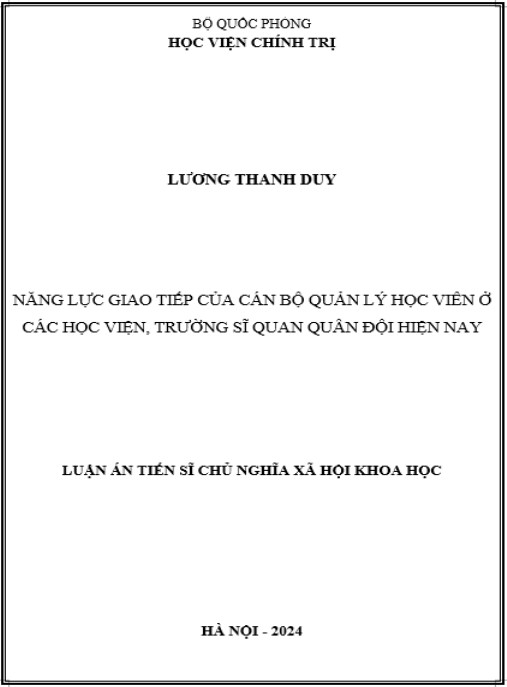 Luận án Vai trò hệ thống chính trị cấp cơ sở trong thực hiện công tác dân tộc ở các tỉnh Bắc Trung Bộ Việt Nam hiện nay