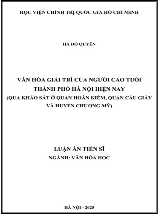 Luận án Văn hóa giải trí của người cao tuổi thành phố Hà Nội hiện nay