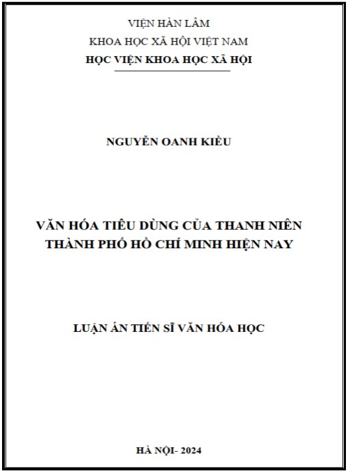 Luận án Văn hóa tiêu dùng của thanh niên thành phố Hồ Chí Minh hiện nay
