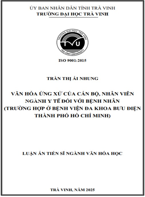 Luận án Văn hóa ứng xử của cán bộ, nhân viên ngành Y tế đối với bệnh nhân (Trường hợp ở Bệnh viên Đa khoa Bưu điện Thành phố Hồ Chí Minh)