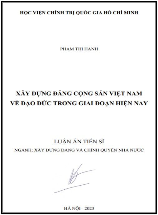 Luận án Xây dựng Đảng Cộng sản Việt Nam về đạo đức trong giai đoạn hiện nay